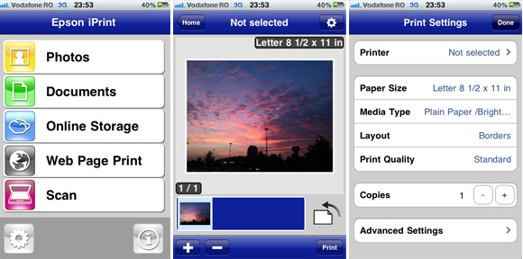 I Printer Epson iPrint - Aplicatia gratuita pentru dispozitive iPhone si iPad de ...