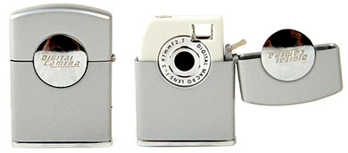 O bricheta Zippo. La prima vedere. De fapt, un aparat foto complet functional, de 2 megapixeli si cu 16MB memorie interna